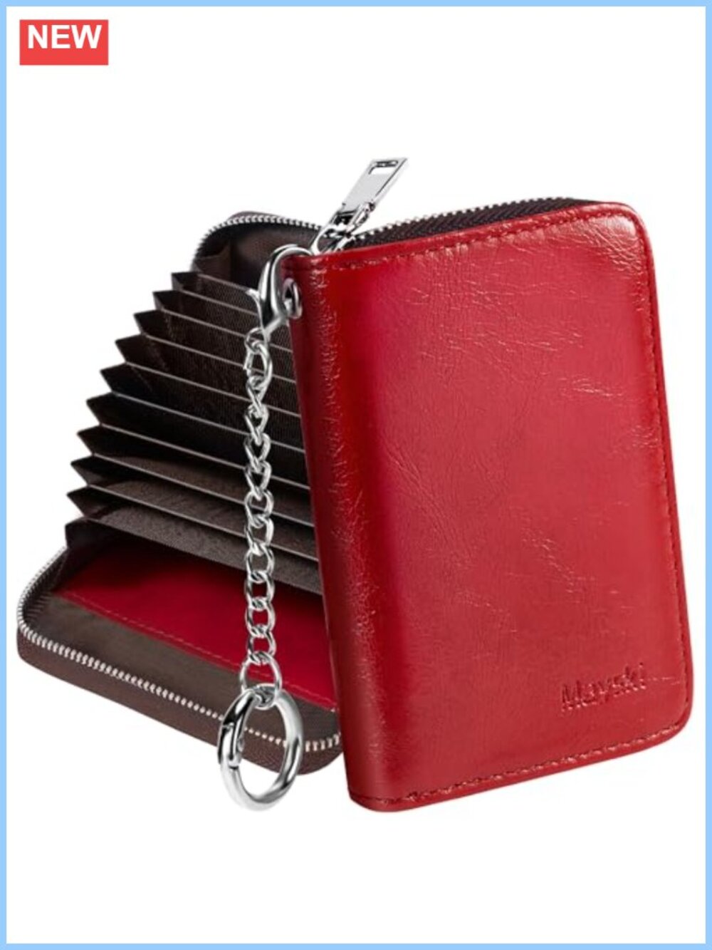 Credit Card Holder Zipper Wallet Accordion Card Case Keychain Business Card